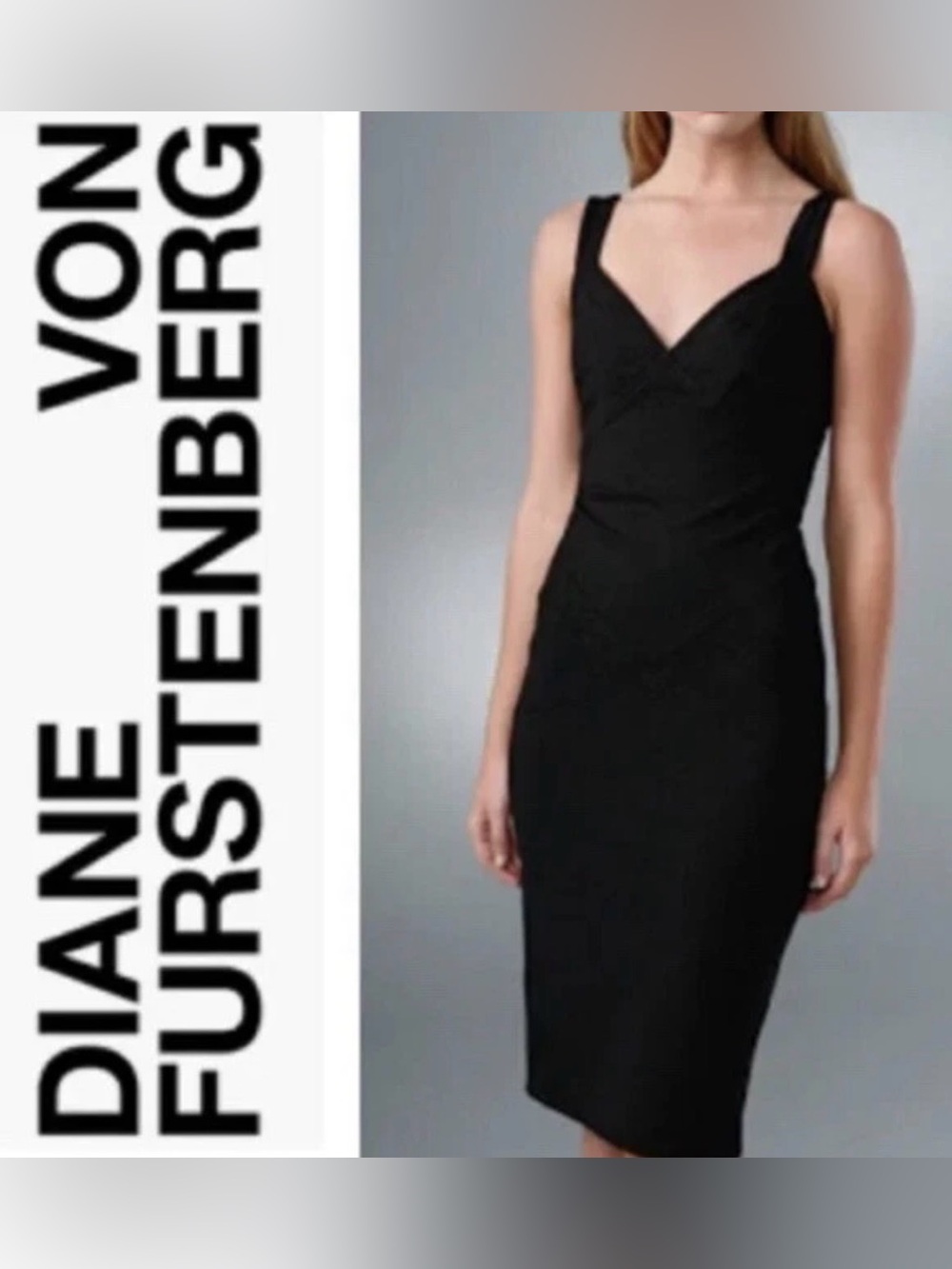 Iconic Diane von Furstenberg Black Sheath Dress size 12